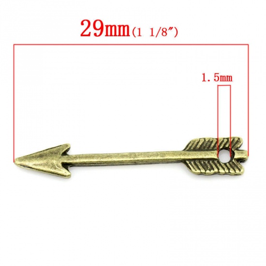 Picture of Zinc Based Alloy Charms Antique Bronze Arrow 29mm x 5mm, 20 PCs