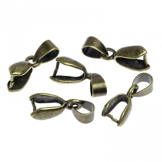 Picture of Brass Pendant Pinch Bails Clasps Antique Bronze 18mm( 6/8") x 5mm( 2/8"), 50 PCs                                                                                                                                                                              