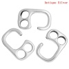 Picture of Hook Clasps Findings For Leather Bracelet Findings 2 Holes Antique Silver Color 26mm x 17mm,20PCs