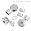 Picture of Snap Button Bracelets Clasps Round Silver Tone Fit 18mm/20mm Snap Buttons (Fits 10mm Cord) 32mm x 19mm(1 2/8" x 6/8") 13mm x6mm( 4/8" x 2/8"), Hole Size: 6mm( 2/8"), 5 Sets