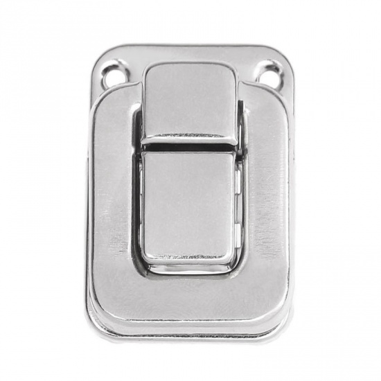 Picture of Zinc Based Alloy Suitcase Box Lock Catch Latches Silver Tone 3.8cm x2.7cm(1 4/8" x1 1/8") 2.7cm x2.4cm(1 1/8" x1"), 20 Sets