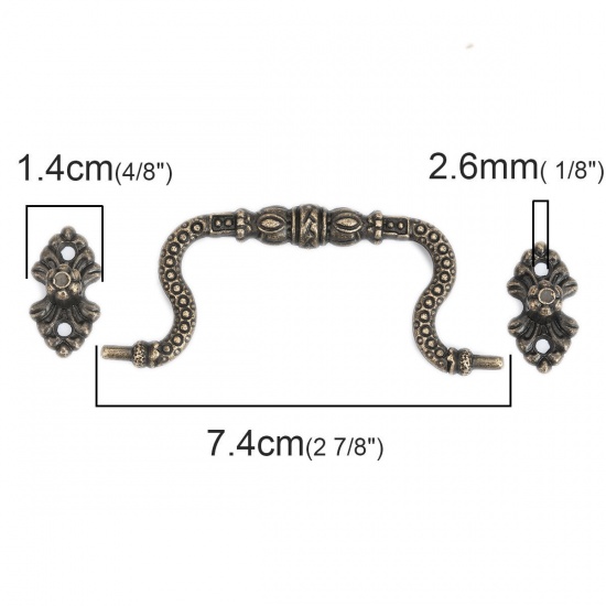 Picture of Zinc Based Alloy Drawer Handles Pulls Knobs Cabinet Furniture Hardware Arch Rhombus Antique Bronze 7.4x3.1cm 2.6x1.4cm, 10 Sets