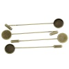 Picture of Brass Stick Pin Brooches Findings Round Antique Bronze Cabochon Settings (Fits 12mm Dia.) 74mm(2 7/8") x 14mm( 4/8"), 1 Piece