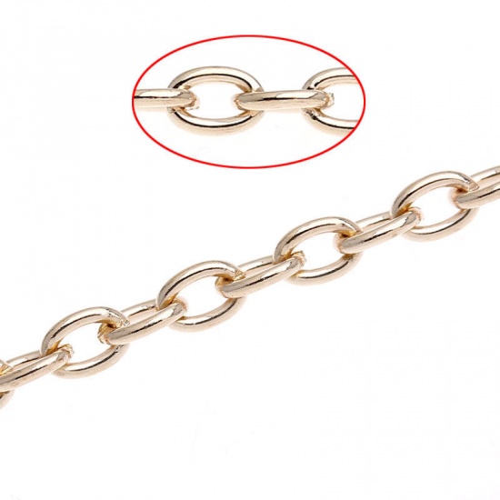 Image de 2 M Chaîne Maille Forçat en Alliage de Fer Ouvert Doré 5x3.5mm