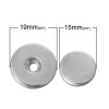 Imagen de Aluminio Snap Joyería Botón Ajuste a Pulseras Ronda Tono de Plata 19mm( 6/8") Dia 15mm( 5/8") Dia, Agujero: 6mm, 30 Juegos