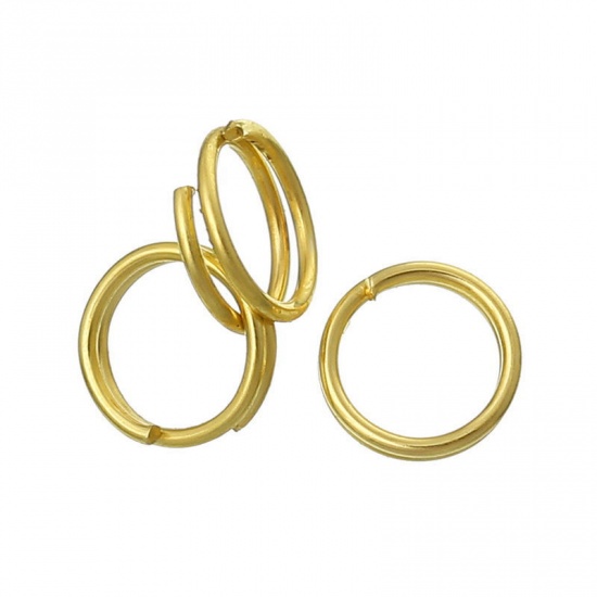 Picture of 0.6mm Iron Based Alloy Double Split Jump Rings Findings Round Gold Plated 6mm Dia, 1000 PCs
