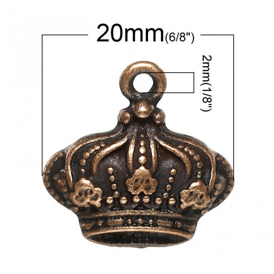 Immagine di Lega di Zinco Charm Ciondoli Corona Ossido di Rame 20mm x 20mm , 250 Pz