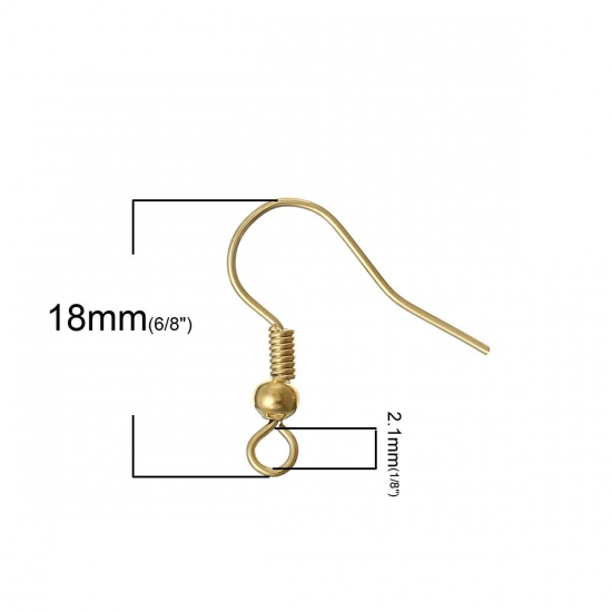 Picture of Brass Earrings 18K Real Gold Plated Hook 18mm x 18mm, 50 PCs                                                                                                                                                                                                  