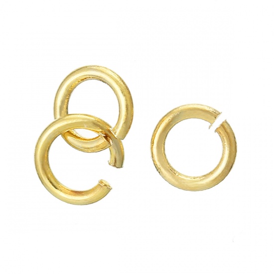 Picture of 0.7mm Brass Open Jump Rings Findings Round 18K Real Gold Plated 4mm Dia., 300 PCs                                                                                                                                                                             