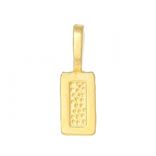 Picture of Glue on Bail Tags Rectangle Gold Plated Cabochon Setting(Fits 8mm x 3mm) 21mm x 7mm,200PCs