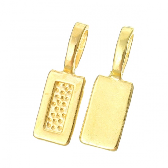 Picture of Glue on Bail Tags Rectangle Gold Plated Cabochon Setting(Fits 8mm x 3mm) 21mm x 7mm,200PCs