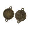 Picture of Zinc Based Alloy Cabochon Settings Connectors Round Antique Bronze (Fits 12mm Dia.) 20mm( 6/8") x 14mm( 4/8"), 100 PCs