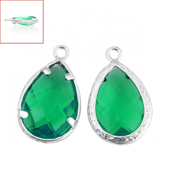 Immagine di Ottone + Resina Charm Ciondoli Goccia Argento Placcato Nulla Disegno 18mm x 11mm, 5 Pz