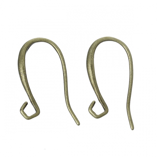 Picture of Brass Ear Wire Hooks Earring Findings Horseshoe Antique Bronze W/ Loop 22mm( 7/8") x 13mm( 4/8"), Post/ Wire Size: (19 gauge), 10 PCs                                                                                                                         