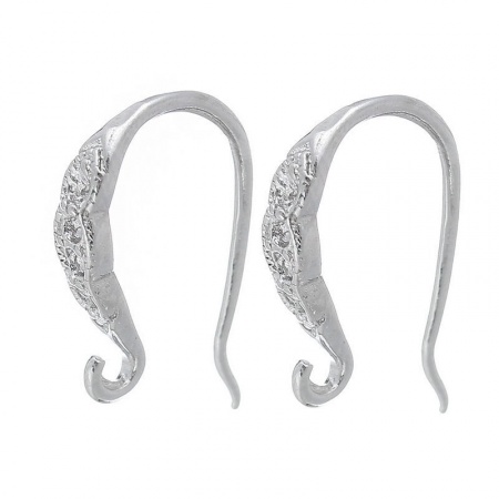 Apprêts de Boucles d'Oreilles Crochets en Laiton Argent Mat 16mm x 9mm, Epaisseur de Fil: (21 gauge), 20 Pcs