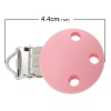 Picture of Wood Baby Pacifier Clip Round Pink 4.4cm x 2.9cm(1 6/8" x1 1/8"), 5 PCs