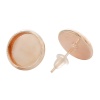 Picture of Brass Ear Post Stud Earrings Cabochon Settings Round Rose Gold (Fits 10mm Dia.) 14mm( 4/8") x 12mm( 4/8"), Post/ Wire Size: (20 gauge), 30 PCs