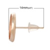 Picture of Brass Ear Post Stud Earrings Cabochon Settings Round Rose Gold (Fits 10mm Dia.) 14mm( 4/8") x 12mm( 4/8"), Post/ Wire Size: (20 gauge), 30 PCs