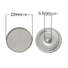 Picture of 22mm Alloy Snap Buttons Round Silver Tone Cabochon Setting (Fits 20mm Dia.) Fit Snap Button Bracelets, Knob Size: 5.5mm( 2/8"), 20PCs
