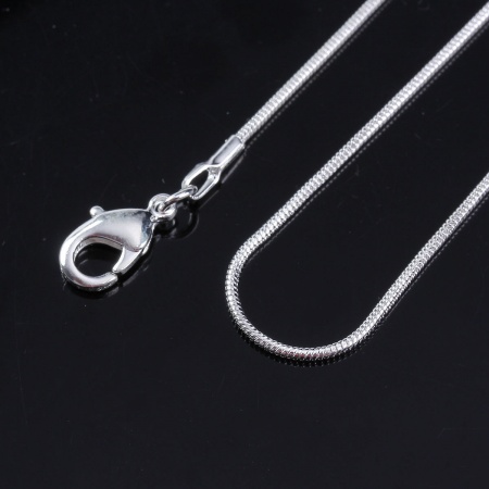 Copper Snake Chain Necklace Silver Plated 46cm(18 1/8") long, Chain Size: 1.2mm, 10 PCs