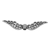 Picture of Zinc Based Alloy Spacer Beads Angel Wing Antique Silver Color Flower Hollow Carved About 5.3cm x1.3cm, Hole:Approx 2mm, 10 PCs