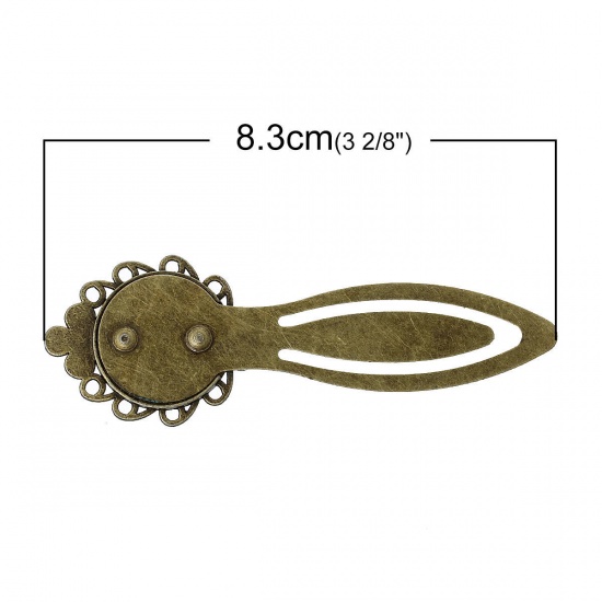 Immagine di Lega di Zinco Segnalibro Tondo Tono del Bronzo Fiore Disegno Lunghezza 8.3cm, 5 Pz