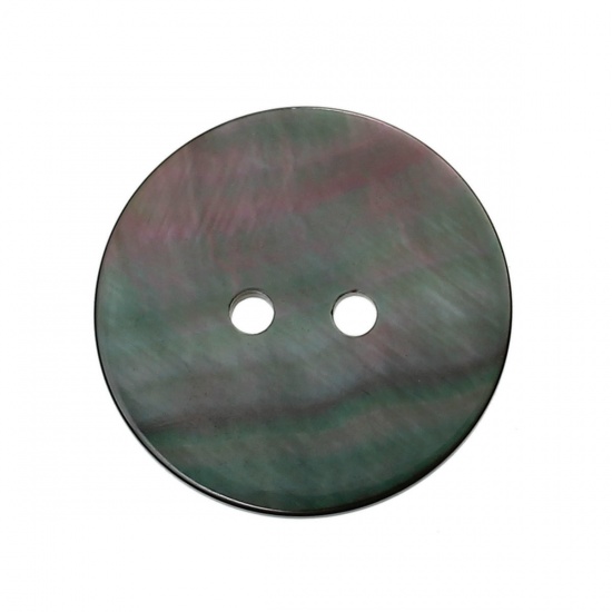 Picture of Natural Shell Sewing Button Scrapbooking 2 Holes Round AB Color  20mm( 6/8") Dia, 10 PCs
