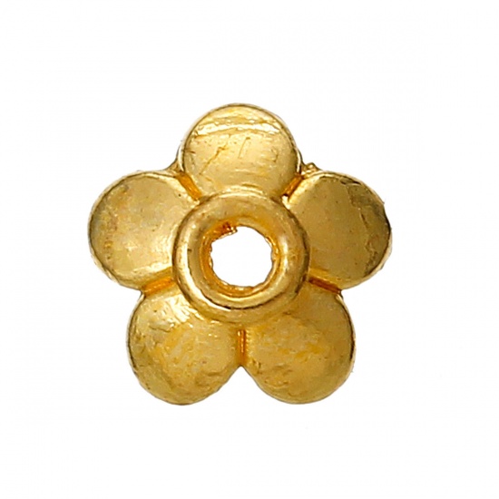 Picture of Zinc Based Alloy Beads Caps Flower Gold Plated (Fits 8mm Beads) 6mm x6mm, 1000 PCs