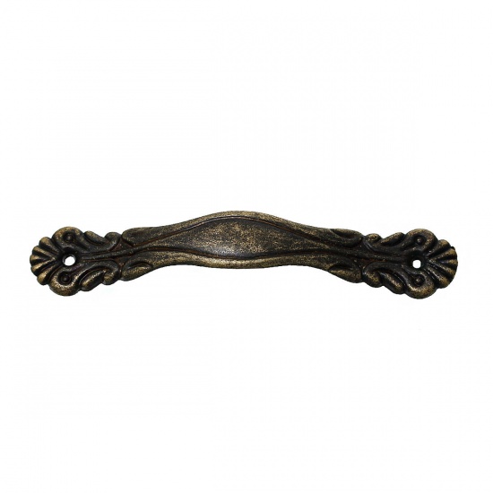 Image de Poignée pour Boîte Tiroir Porte tirage Meuble en Alliage de Zinc Arc Bronze Antique Motifs Gravé 7.2cm  x 1.2cm , 10 Pcs