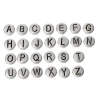 Immagine di Lega di Zinco Separatori Perline Tondo Argento Antico Alfabeto Disegno Circa 7mm Dia, Foro:Circa 1.2mm, 130 Pz