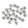 Immagine di Lega di Zinco Separatori Perline Tondo Argento Antico Alfabeto Disegno Circa 7mm Dia, Foro:Circa 1.2mm, 130 Pz