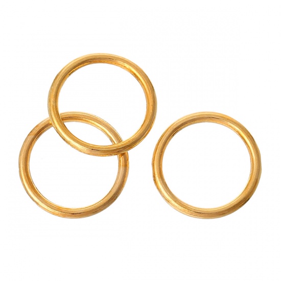 Picture of 1.5mm Zinc Based Alloy Closed Soldered Jump Rings Findings Round Gold Plated 16mm Dia, 200 PCs