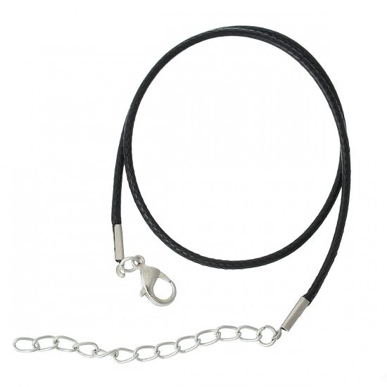 Picture of Wax Cord Necklace Black 25cm(9 7/8") long, 30 PCs