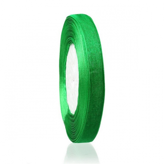 Picture of Organza Easter Satin Ribbon Dark Green 12mm( 4/8"), 1 Roll (Approx 50 Yards/Roll)