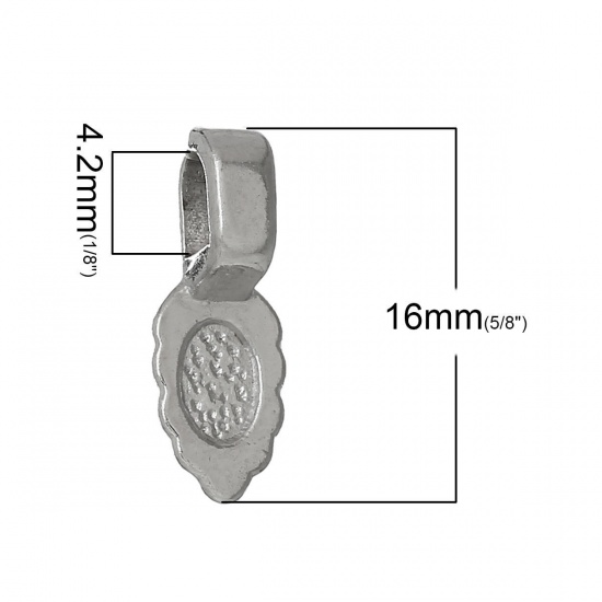 Immagine di Lega di Zinco Manico Perline Cuore Foglia Tono Argento 16mm x 6mm, 200 Pz