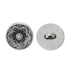 亜鉛合金 シャンクボタン 金属ボタン 円形 銀古美 花 15mm直径、 30 個 の画像