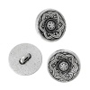 亜鉛合金 シャンクボタン 金属ボタン 円形 銀古美 花 15mm直径、 30 個 の画像