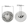 Picture of Zinc Based Alloy Metal Sewing Shank Buttons Round Antique Silver Color Heart Carved 18mm( 6/8") Dia, 20 PCs