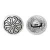 亜鉛合金 シャンクボタン 金属ボタン 円形 銀古美 花 12mm直径、 50 個 の画像