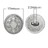 亜鉛合金 シャンクボタン 金属ボタン 円形 銀古美 サークル 17mm x 16.5mm、 20 個 の画像