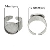 Picture of Brass Open Cabochon Settings Rings Round Antique Silver Color (Fits 14mm Dia) 17.9mm( 6/8")(US Size 7.5), 20 PCs                                                                                                                                              
