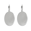 Bild von Messing Ohrring Oval Silberfarbe für Cabochon (für 25mm x 18mm) 38mm x 19mm, Drahtstärke: (18 gauge), 20 Stück