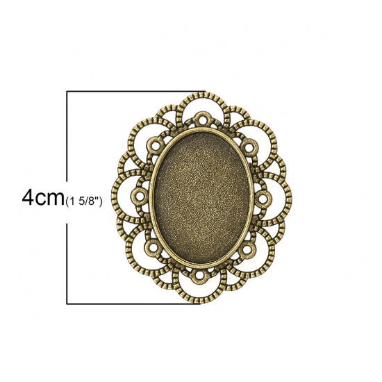 Bild von Zinklegierung Sicherheitsnadel Brosche Oval Bronzefarbe für 25mm x 18mm Cabochon, 4cm x 3.4cm, 10 Stücke