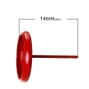 Immagine di Ottone Orecchino Accessori Tondo Rosso Basi per Cabochon Addetti 12mm 14mm x 14mm posta / filo: ( 0.7mm )， 30 Pz                                                                                                                                              