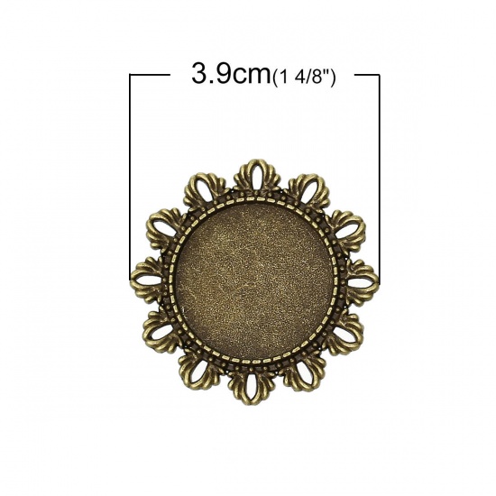 Immagine di Lega di Zinco Spilla Accessori Fiore Tono del Bronzo Basi per Cabochon (Addetti 25mm) 3.9cm, 10 Pz
