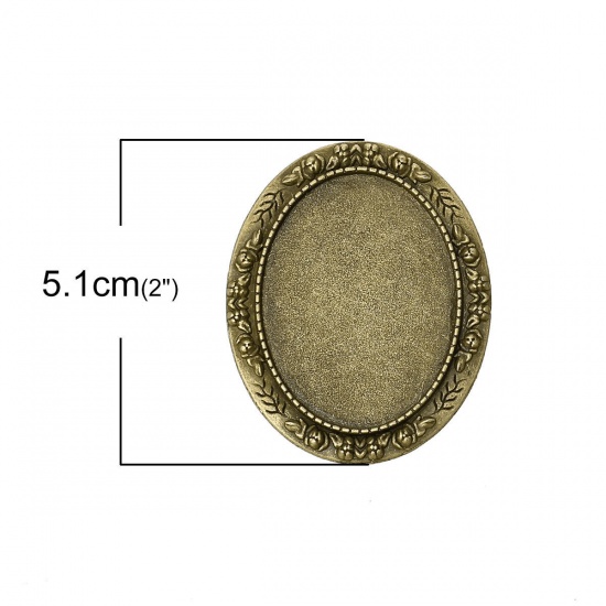 Immagine di Lega di Zinco Spilla Accessori Ovale Tono del Bronzo Basi per Cabochon (Addetti 4cm x 3cm) 5.1cm x 4.1cm, 5 Pz