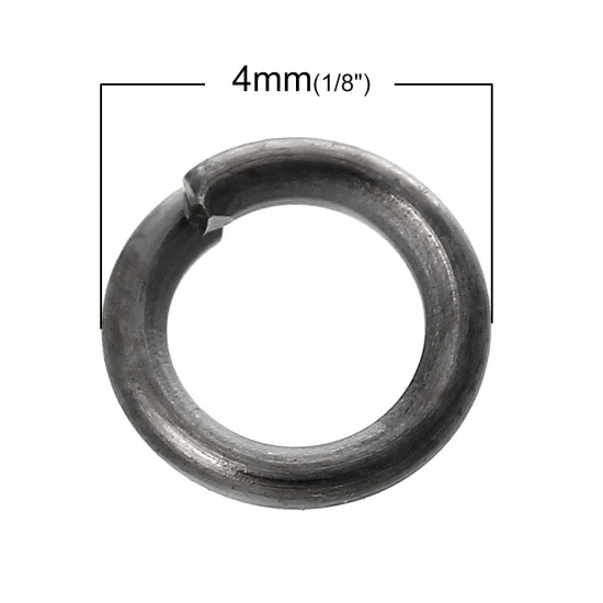 Picture of 0.7mm Iron Based Alloy Open Jump Rings Findings Round Gunmetal 4mm Dia, 3000 PCs