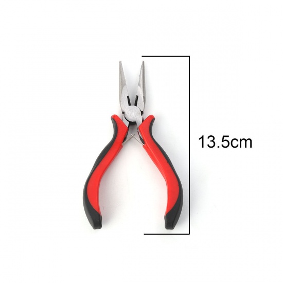 Picture of Flat Nose Pliers Beading Jewelry Tool Making Hand Tools Red 13.5cm(5 3/8"), 1 Piece