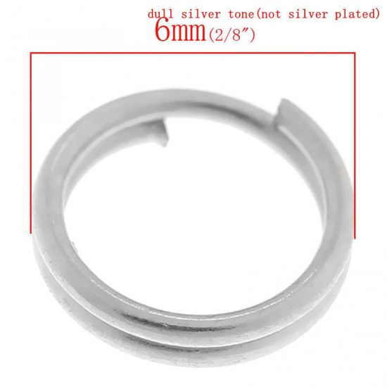 Picture of 0.6mm Iron Based Alloy Double Split Jump Rings Findings Round Silver Tone 6mm Dia, 800 PCs