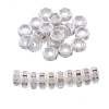 Picture of Brass Rondelle Spacer Beads Round Silver Plated Clear Rhinestone About 5mm( 2/8") Dia, Hole:Approx 1mm, 30 PCs                                                                                                                                                